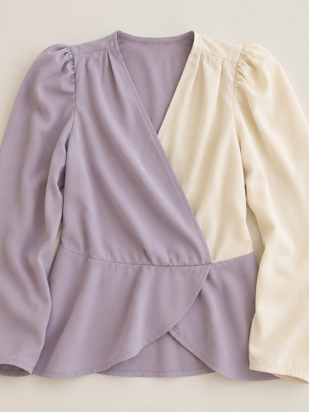 Express Colorblock Puff Sleeve Wrap Top – Size XL
